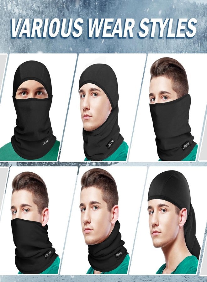 قناع التزلج Oliumt Balaclava للرجال والنساء - قناع وجه شتوي بأنماط ارتداء متعددة - للرياضات الخارجية والطقس البارد (مقاس أمريكي، ألفا، مقاس واحد، أسود نقي) - Image 3